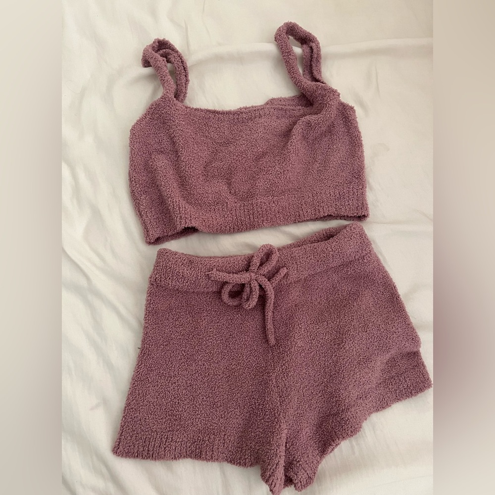 Fuzzy pink pajama set